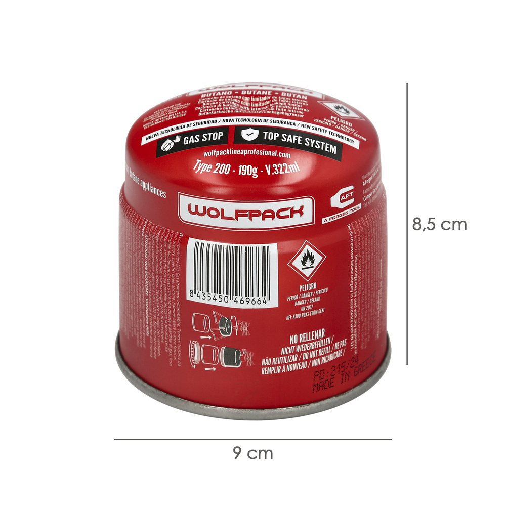 Cartucho Gas 0,190 Kg Ce En417 medidas